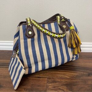 BIG BUDDHA Swesley Striped Tribal Large Tote Bag Boho Canvas